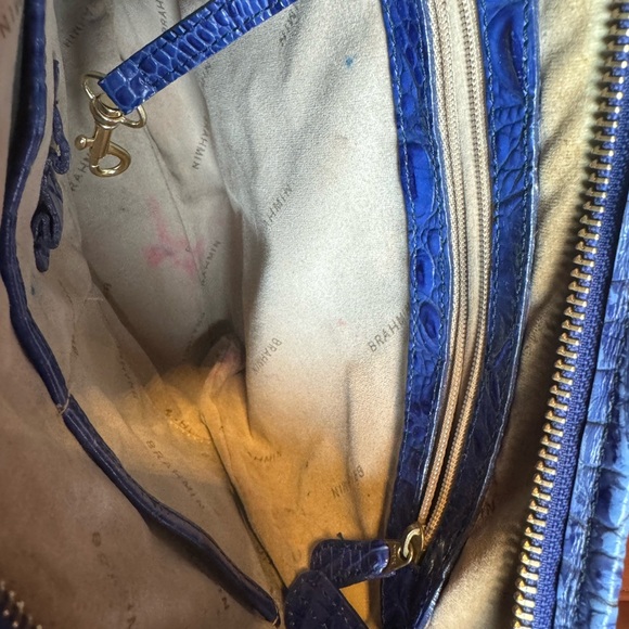 Brahmin Jody Melbourne Blue Croc Embossed Crossbody Bag-EUC - Picture 9 of 12